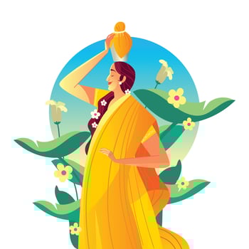 Traditional Indian Woman in Thaipusam Day vector