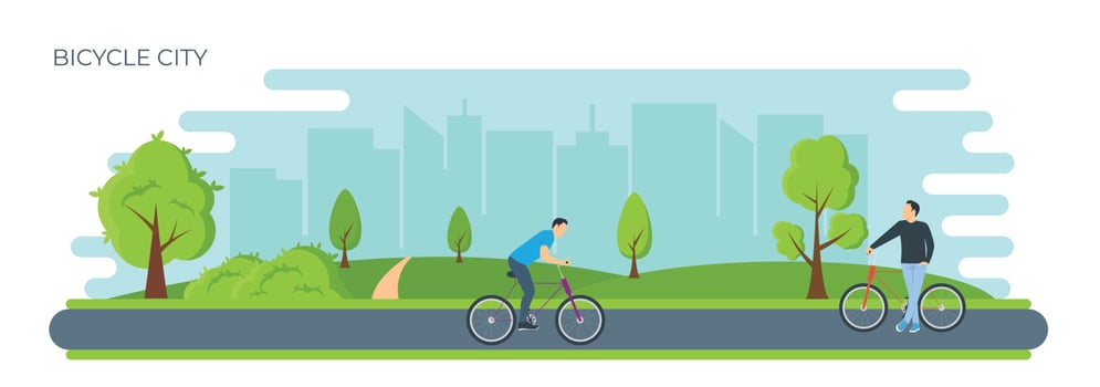 Trendy Bicycle City vector