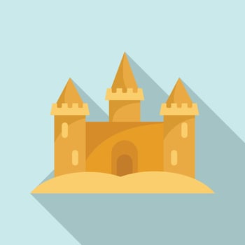 Miniature sand castle icon, flat style vector