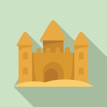 Castle made of sand icon, flat style vector