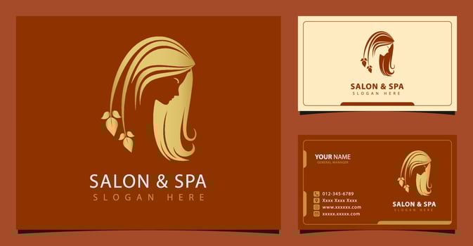 Beauty woman salon and spa logo design inspiration with golden gradient style vector