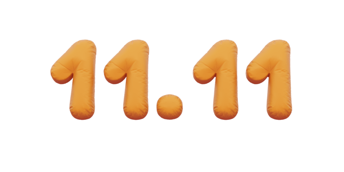 11.11 golden inflatable Helium foil numbers bread balloons style. png