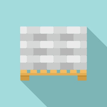 Stone bricks on pallet icon, flat style vector
