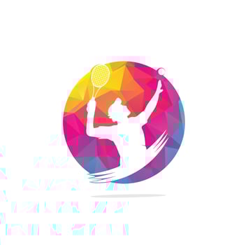 tennis logo designs with tennis players ball and racket logo design inspiration vector