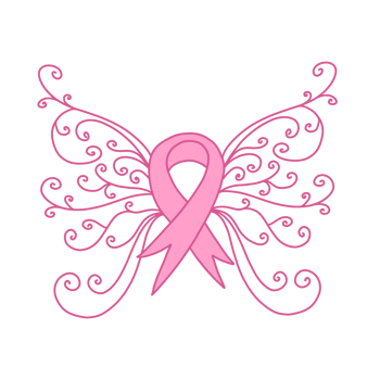 Pink Ribbon With Butterfly Wings png