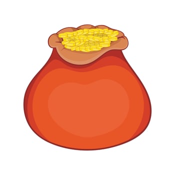 Bag of gold coins icon, cartoon style vector