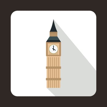 Big Ben in Westminster, London icon, flat style vector