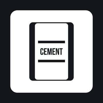 Bag of cement icon, simple style vector