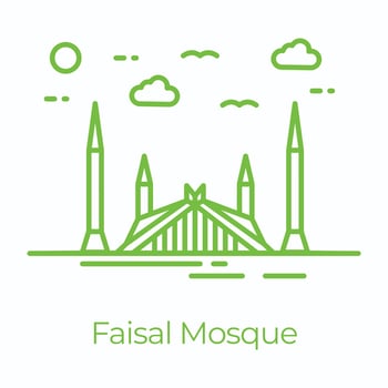 Trendy Faisal Mosque vector