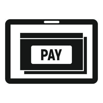 Tablet pay digital wallet icon, simple style vector