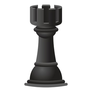 Black chess rook icon, cartoon style vector