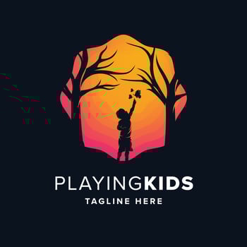 Playing Kids Logo Design Template vector