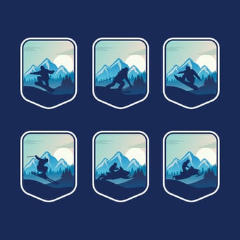 Set of Winter Sport Logo Design Template vector
