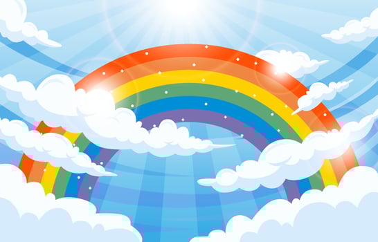 Blue Sky With Colorful Rainbow Background vector