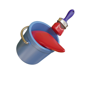 3d paint bucket and brush icon png