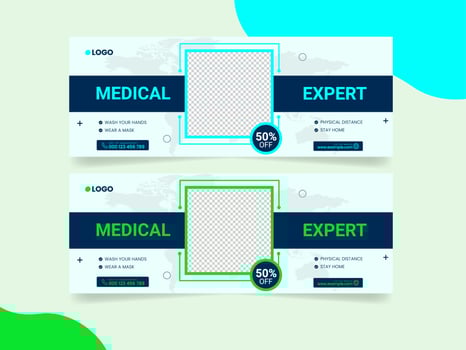 Medical health care web banner social media cover design template vector