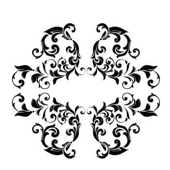 Vector damask vintage baroque scroll ornament swirl. Victorian monogram heraldic shield swirl. Retro floral leaf pattern border foliage antique  acanthus calligraphy engraved tattoo.Tile decor element