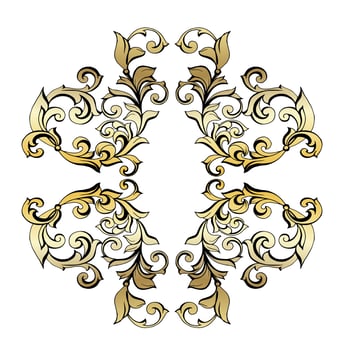 Vector damask vintage baroque scroll ornament swirl. Victorian monogram heraldic shield swirl. Retro floral leaf pattern border foliage antique  acanthus calligraphy engraved tattoo.Tile decor element