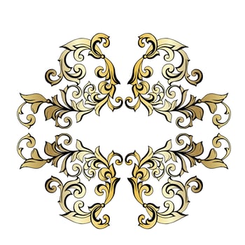 Vector damask vintage baroque scroll ornament swirl. Victorian monogram heraldic shield swirl. Retro floral leaf pattern border foliage antique  acanthus calligraphy engraved tattoo.Tile decor element