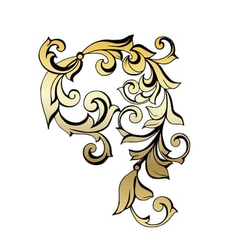 Vector damask vintage baroque scroll ornament swirl. Victorian monogram heraldic shield swirl. Retro floral leaf pattern border foliage antique  acanthus calligraphy engraved tattoo.Tile decor element
