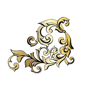 Vector damask vintage baroque scroll ornament swirl. Victorian monogram heraldic shield swirl. Retro floral leaf pattern border foliage antique  acanthus calligraphy engraved tattoo.Tile decor element
