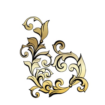 Vector damask vintage baroque scroll ornament swirl. Victorian monogram heraldic shield swirl. Retro floral leaf pattern border foliage antique  acanthus calligraphy engraved tattoo.Tile decor element
