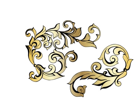 Vector damask vintage baroque scroll ornament swirl. Victorian monogram heraldic shield swirl. Retro floral leaf pattern border foliage antique  acanthus calligraphy engraved tattoo.Tile decor element