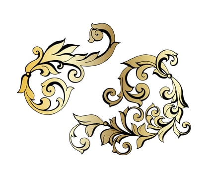 Vector damask vintage baroque scroll ornament swirl. Victorian monogram heraldic shield swirl. Retro floral leaf pattern border foliage antique  acanthus calligraphy engraved tattoo.Tile decor element