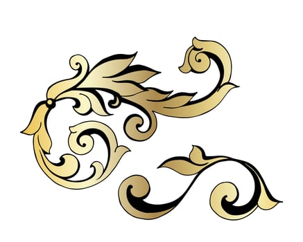 Vector damask vintage baroque scroll ornament swirl. Victorian monogram heraldic shield swirl. Retro floral leaf pattern border foliage antique  acanthus calligraphy engraved tattoo.Tile decor element
