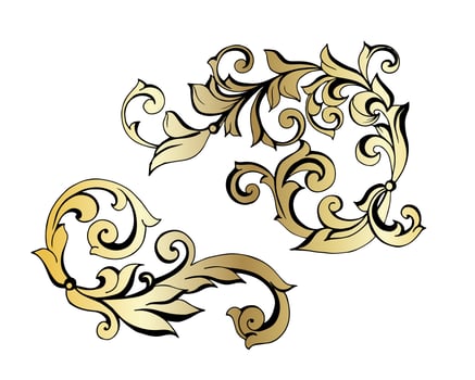 Vector damask vintage baroque scroll ornament swirl. Victorian monogram heraldic shield swirl. Retro floral leaf pattern border foliage antique  acanthus calligraphy engraved tattoo.Tile decor element