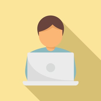 Laptop testing software icon, flat style vector