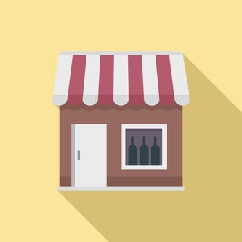 Street wine shop icon, flat style vector