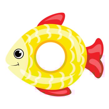 Gold fish inflatable ring icon, cartoon style vector