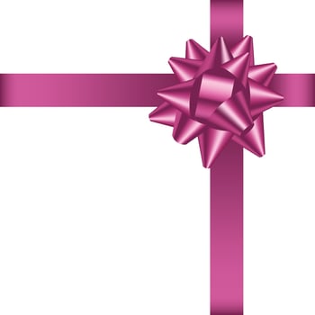 Decorative pink bow with ribbons. Gift box wrapping and holiday decoration vector