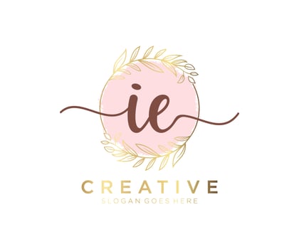 Initial IE feminine logo. Usable for Nature, Salon, Spa, Cosmetic and Beauty Logos. Flat Vector Logo Design Template Element.