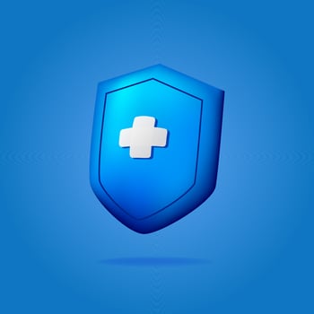 3d blue shield secure healthcare medical antivirus bacterial insurance for hospital or clinic service vector