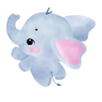 cute baby elephant pastel blue  gesturing happy, dancing, jumping, floating png