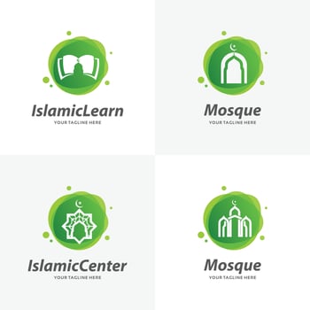 Set of Islamic Mosque Logo Design Templates vector