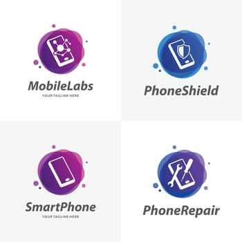 Set of Mobile Phone Logo Design Templates vector