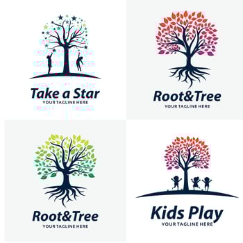 Set of Tree Education Logo Design Templates vector
