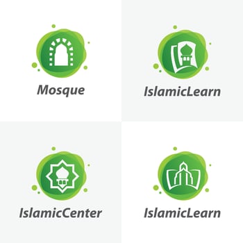 Set of Islamic Mosque Logo Design Templates vector