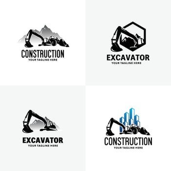 Set of Excavator and Bulldozer Logo Design Templates vector