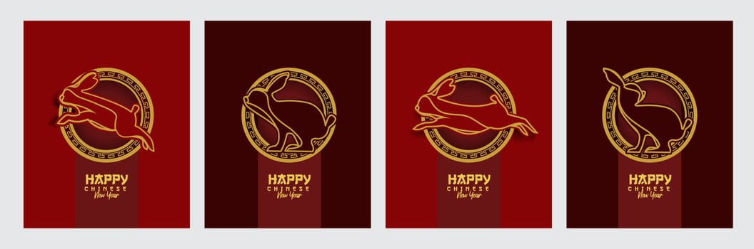 Chinese new year luxury rabbit zodiac. 2023 gong xi fa cai vector
