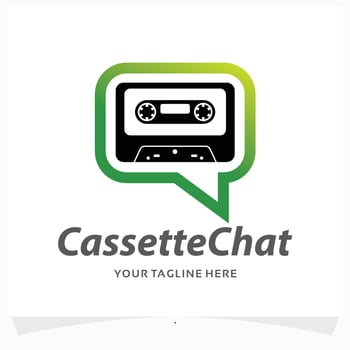 cassette chat logo design template vector