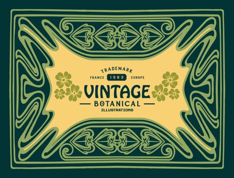 Luxury vintage label Art nouveau ornament illustration vector