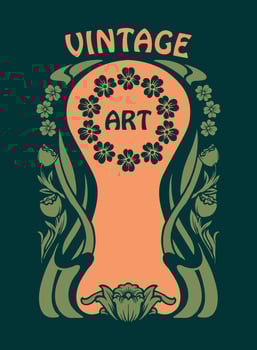 Vintage botanical floral ornament art nouveau vector