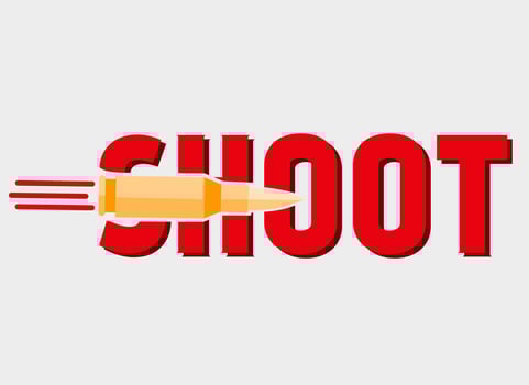 illustration vector of shoot bullet gun text perfect for print,logo,etc