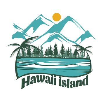 hawaii island vintage hand drawing for t-shirt and stickers vector