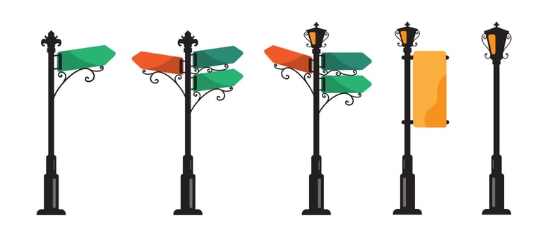 Vector graphic of  signpost, signpole, sign