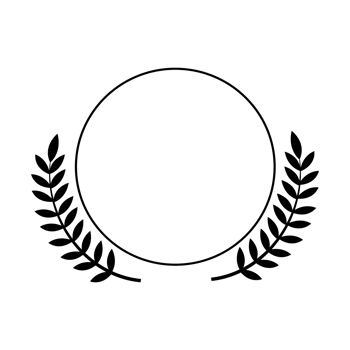 Round border outline with leaf laurel wreath ribbon clip art illustration isolated on png Transparent background